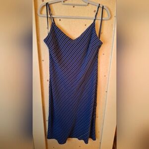 Banana Republic Navy and Black Striped Midi Slip Dress, Size 14